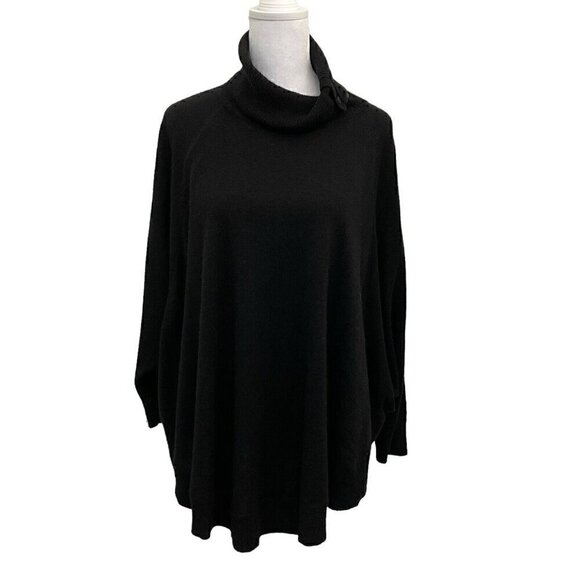Talbots Lambswool Blend Dolman Sleeve Relaxed Turtleneck Sweater Black size S/M - Picture 1 of 7